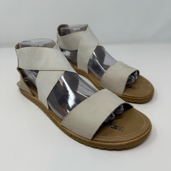 Sorel Ella Sandal Women's 9 Tan Off-White Summer Flats Gladiator Sandals Casual - Picture 6 of 9